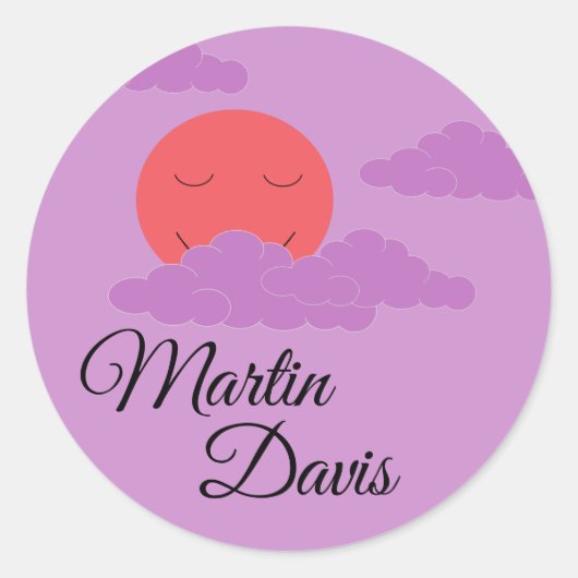 Sun mit Lila Wolken einstellen Runder Aufkleber (Vorderseite)