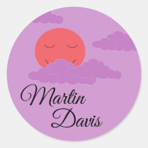 Sun mit Lila Wolken einstellen Runder Aufkleber