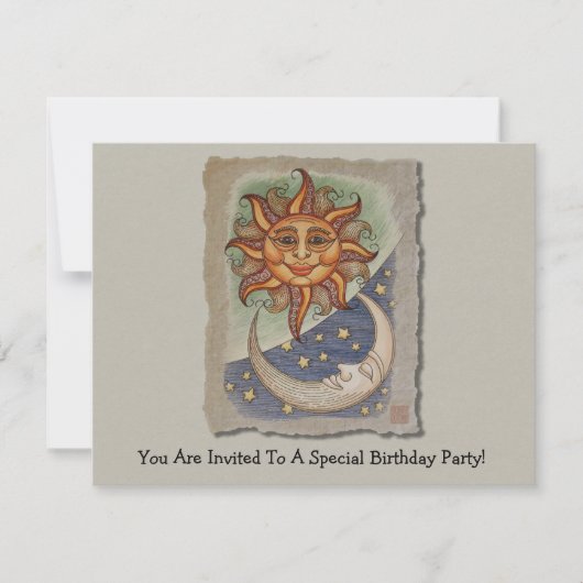 Sun Mond und Stars Einladung (Vorderseite)