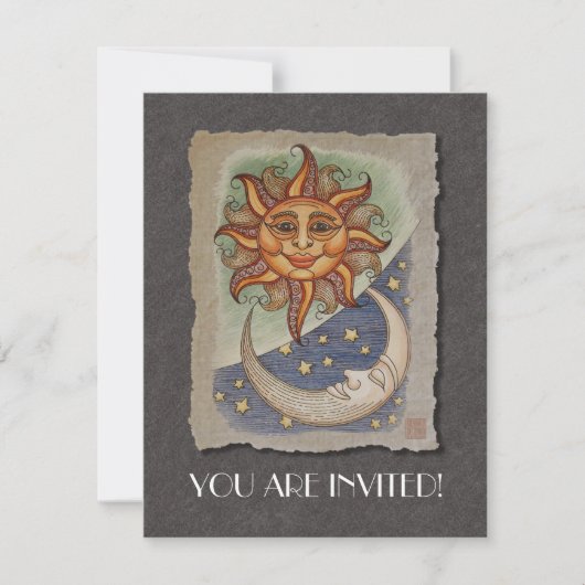 Sun Mond und Stars Einladung (Vorderseite)