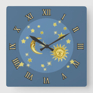 Sun-, Mond- und Sternenzeitanzeige Quadratische Wanduhr
