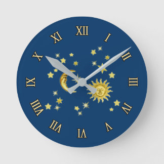 Sun-, Mond- und Sternenzeitanzeige Runde Wanduhr