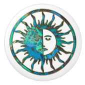 SUN & MOON blau grün + Ihr Hintergrund Keramikknauf (Vorderseite)