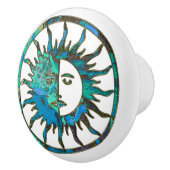 SUN & MOON blau grün + Ihr Hintergrund Keramikknauf (Rechts)