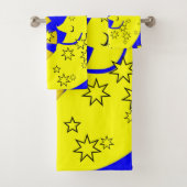 Sun Moon Blue Wash Hands Badezimmer Handtuch Sets (Insitu)