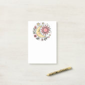 Sun Moon Blumenrosa Gelb Zodiac Astrologisch Post-it Klebezettel (Auf Schreibtisch)