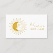 Sun & Moon Boho Golden Elegante QR Soziale Ikonen Visitenkarte (Vorderseite)