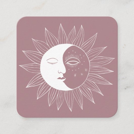 Sun & Moon Boho Line Kunst, Dichtung und Musik Quadratische Visitenkarte (Vorderseite)