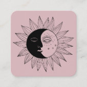 Sun & Moon Boho Line Kunst, Dichtung und Musik Quadratische Visitenkarte (Vorderseite)