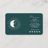 Sun & Moon Boho Social Media Order Danke Green Visitenkarte (Rückseite)