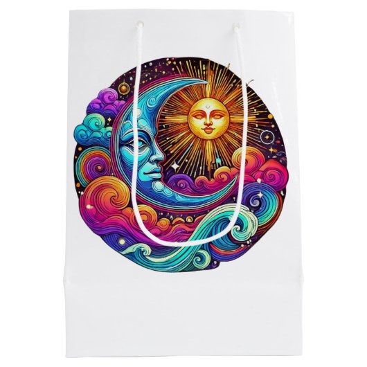 Sun & Moon Celestial Harmony Design Mittlere Geschenktüte (Rückseite)