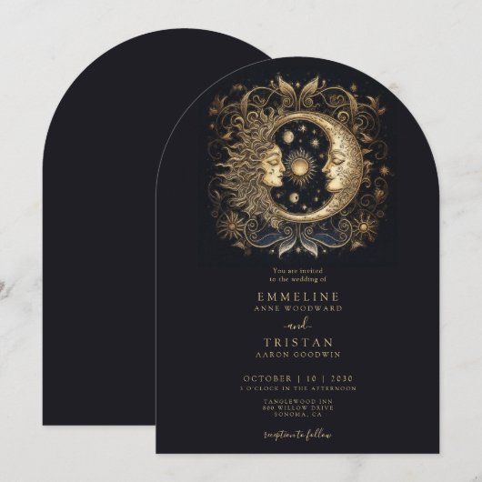 Sun Moon Celestial Wedding Einladung (Vorne/Hinten)