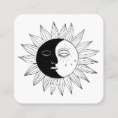 Sun & Moon Elegante Boho Line Kunst, Dichtung und  Quadratische Visitenkarte (Vorderseite)