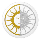 SUN & MOON Gold Silber + Ihr Hintergrund Keramikknauf (Vorderseite)