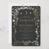Sun & Moon Golden Ivy Ornament Einladung Hochzeit (Vorderseite)