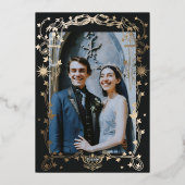 Sun & Moon Golden Ivy Ornament Einladung Hochzeit (Rückseite)