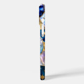 Sun Moon iPhone Case Stained Glass Blue Gold (Rückseite / Links)