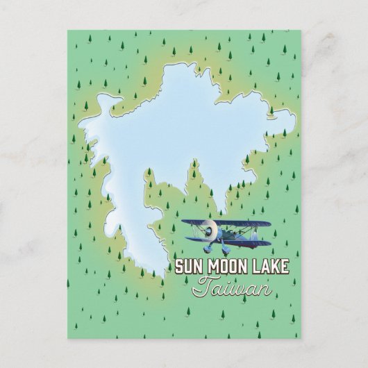 Sun Moon Lake Taiwan Navigationskarte Postkarte (Vorderseite)