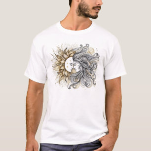 Sun & Moon Lovers - Romantische Linie Art T-Shirt