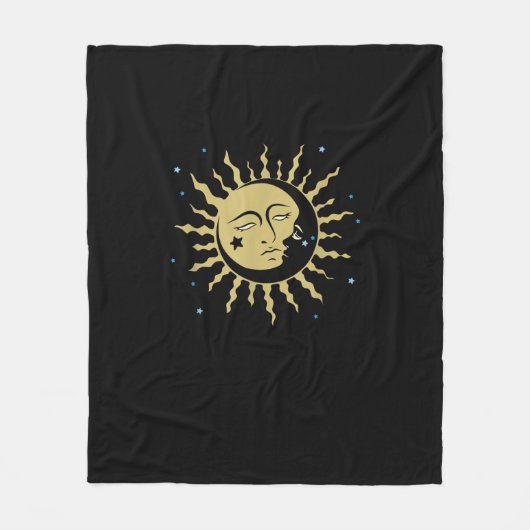 Sun Moon mit 90ern Hexenwhimsigoth Ästhetik Fleecedecke (Vorderseite)
