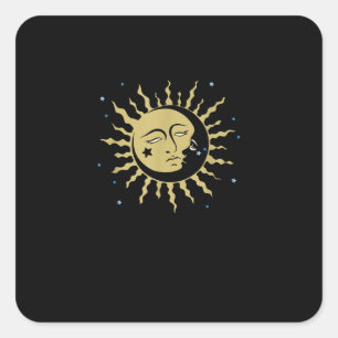 Sun Moon mit 90ern Hexenwhimsigoth Ästhetik Quadratischer Aufkleber