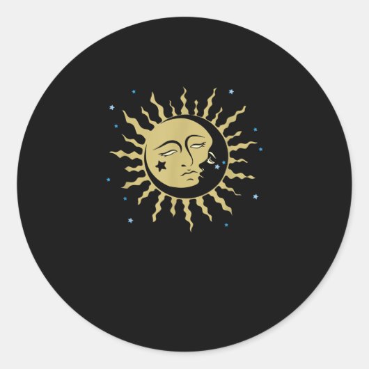 Sun Moon mit 90ern Hexenwhimsigoth Ästhetik Runder Aufkleber (Vorderseite)