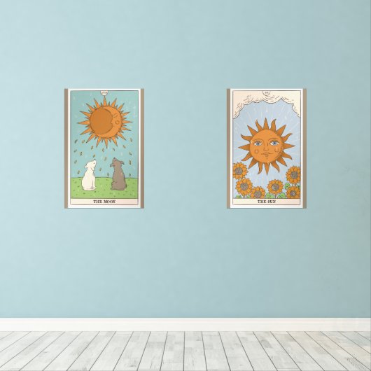 Sun & Moon Moderne Tarot Illustrationen Bilderwand Sets (Holzboden)