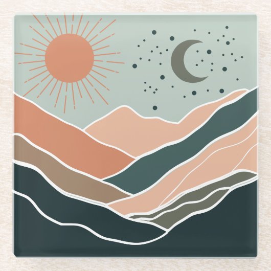 Sun & Moon Mountains Glasuntersetzer (Vorderseite)