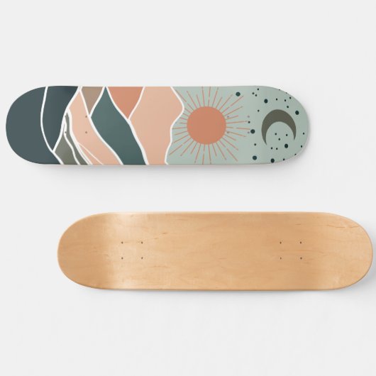 Sun & Moon Mountains Skateboard (Horizontal)