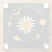 Sun Moon Planets: Graphic Floral Art Glasuntersetzer (Rückseite)