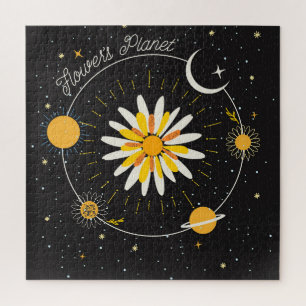Sun Moon Planets: Graphic Floral Art Puzzle