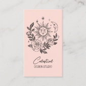 Sun Moon & Rose Magical Boho Botanischer CUSTOM QR Visitenkarte (Vorderseite)