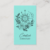Sun Moon & Rose Magical Boho Botanischer CUSTOM QR Visitenkarte (Vorderseite)