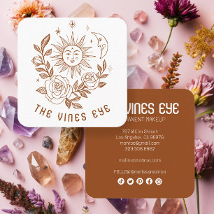 Sun Moon & Rose Magical Boho CUSTOM Social Media Quadratische Visitenkarte