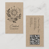 Sun Moon & Rose Magical Boho KRAFT CUSTOM QR Visitenkarte (Vorne/Hinten)