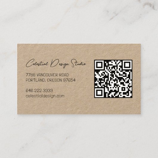 Sun Moon & Rose Magical Boho KRAFT CUSTOM QR Visitenkarte (Rückseite)