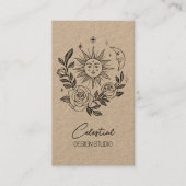 Sun Moon & Rose Magical Boho KRAFT CUSTOM QR Visitenkarte (Vorderseite)