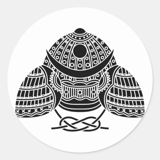 Sun moon Samurai Helm Runder Aufkleber (Vorderseite)