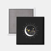 Sun Moon Solar Eclipse Blume Planets Funny Space Magnet (Vorderseite/Rückseite)