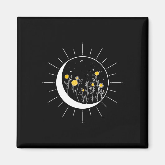 Sun Moon Solar Eclipse Blume Planets Funny Space Magnet (Vorne)