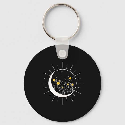 Sun Moon Solar Eclipse Blume Planets Funny Space Schlüsselanhänger (Vorderseite)