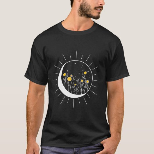 Sun Moon Solar Eclipse Blume Planets Funny Space T-Shirt (Vorderseite)
