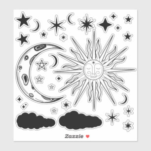 Sun Moon & Stars Astrologie Esoterische Magie Aufkleber