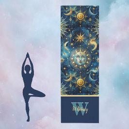 Sun Moon Stars Astrologisches und Himmelsmongramm Yogamatte