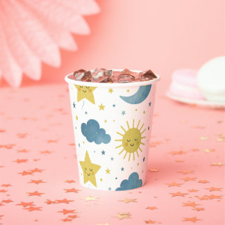 Sun, Moon & Stars Celestial Baby Dusche Pappbecher