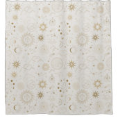 Sun Moon Stars Celestial Mystic Pattern Duschvorhang (Vorderseite)