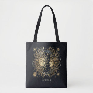 Sun Moon Stars Celestial Personalisiert Black Tasche