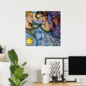 Sun Moon Stars Feminine Kunst Poster (Heimbüro)