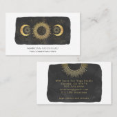 Sun Moon Stars Gold Black Yoga Studio Visitenkarte (Vorne/Hinten)