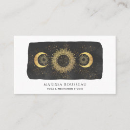Sun Moon Stars Gold Black Yoga Studio Visitenkarte